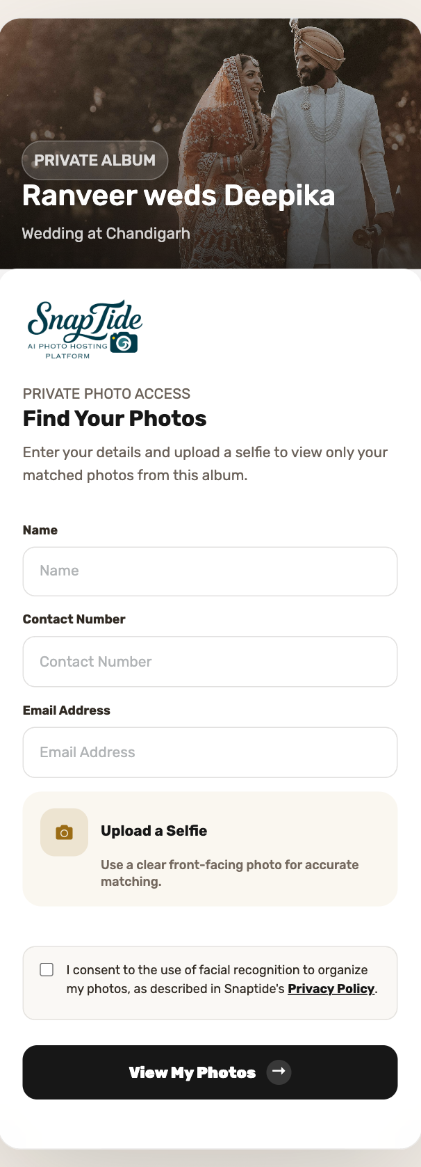 Guest finding their own photos in Snaptide